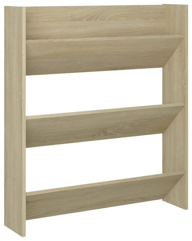 vidaXL Παπουτσοθήκες Τοίχου 2 τεμ. Sonoma Δρυς 80x18x90εκ. Μοριοσανίδα