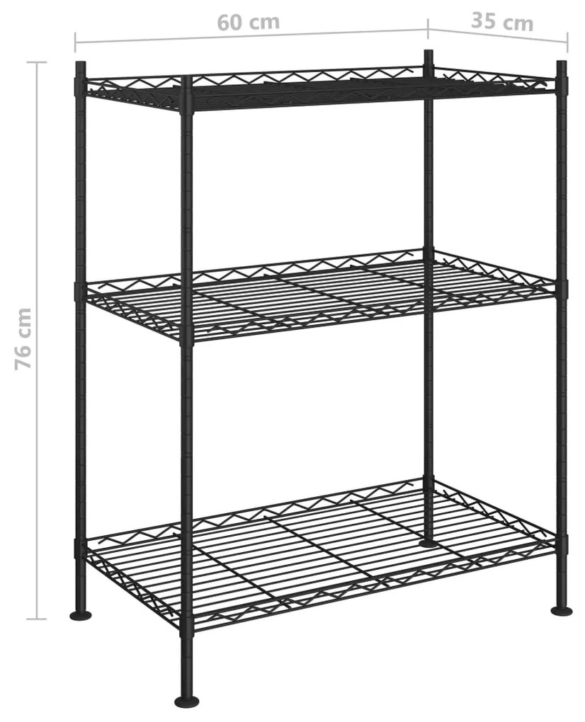 ΡΑΦΙΕΡΑ 3 ΕΠΙΠΕΔΩΝ ΜΑΥΡΗ 60 X 35 X 76 ΕΚ. 150 Κ. 324620