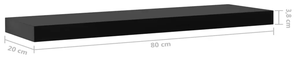 vidaXL Ράφια Τοίχου 2 τεμ. Μαύρα 80 x 20 x 3,8 εκ.