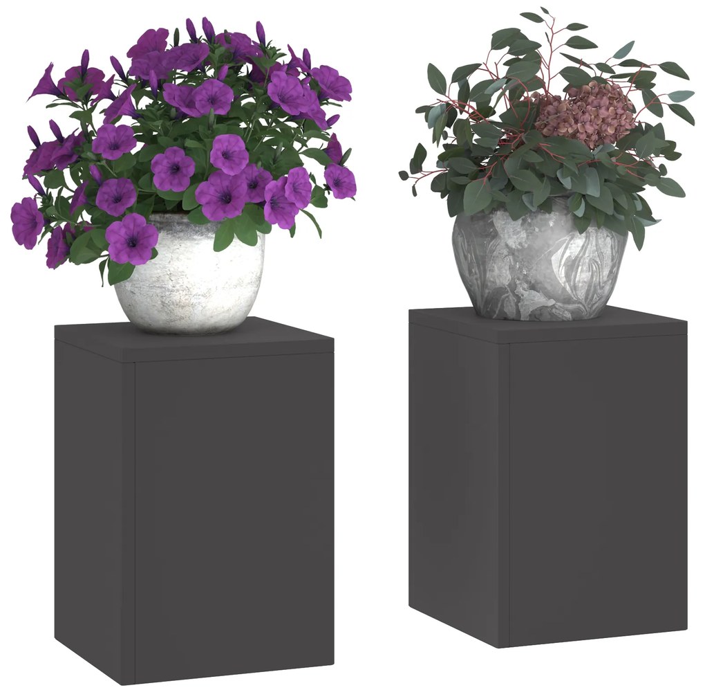 vidaXL Εξωτερικές Βάσεις Φυτών Pillar 2 τεμ Μαύρο 24x24x35 εκ Ατσάλι