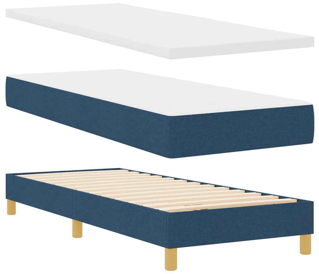 vidaXL Κρεβάτι με Στρώμα Μπλε 80x200 cm Ύφασμα