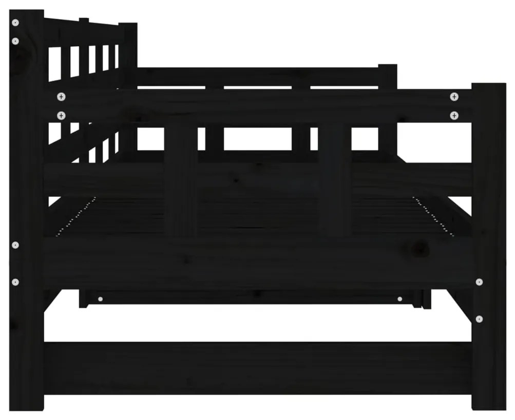 vidaXL Καναπές Κρεβάτι Συρόμενος Μαύρος 2x(90x190) εκ. Μασίφ Πεύκο