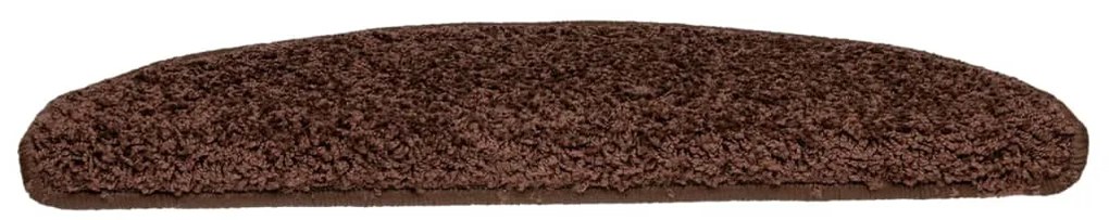 vidaXL Πατάκια Σκαλιών 15 τεμ. Καφέ Ημίστρογγυλά Μεγάλα 65x21x4 εκ.