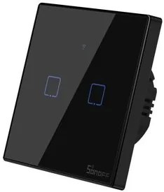 SONOFF smart διακόπτης ΤΧ-T3EU2C, αφής, Wi-Fi, διπλός, μαύρος