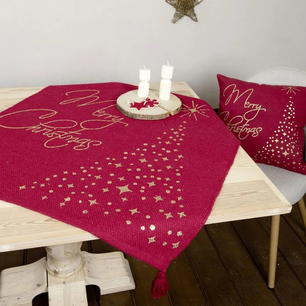 Καρέ Χριστουγεννιάτικο Claus Red-Gold Nima 85X85