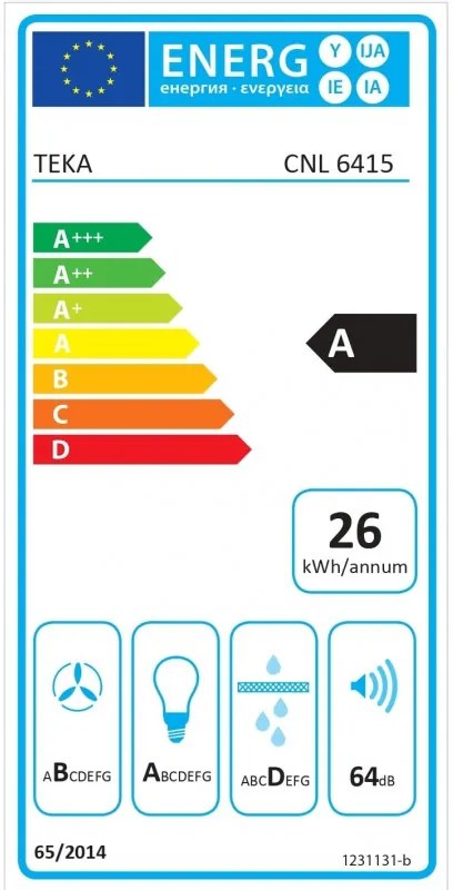 Εντοιχιζόμενος απορροφητήρας Teka CNL 6415, 113W, Class A, 60 cm, 3 στάδια, Τηλεσκοπικός, Βαλβίδα αντεπιστροφής, Ηλεκτρικός έλεγχος, LED, Μαύρο