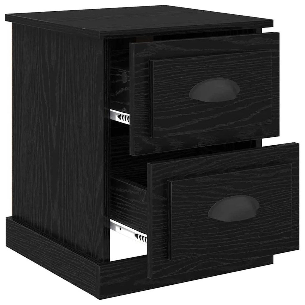 vidaXL Κομοδίνο Μαύρη δρυς 39 x 39 x 47.5 εκ Επεξεργασμένο ξύλο