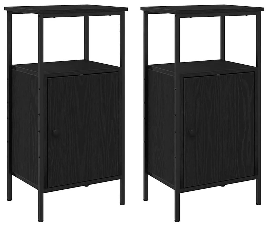 vidaXL Κομοδίνο 2 pcs Μαύρη Οξυά 41 x 31 x 80 εκ Επεξεργασμένο ξύλο