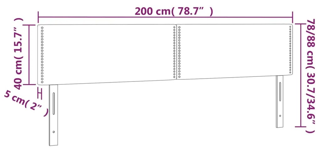 Κεφαλάρια Κρεβατιού 2 τεμ. Σκ. Γκρι 100x5x78/88 εκ. Υφασμάτινο - Γκρι