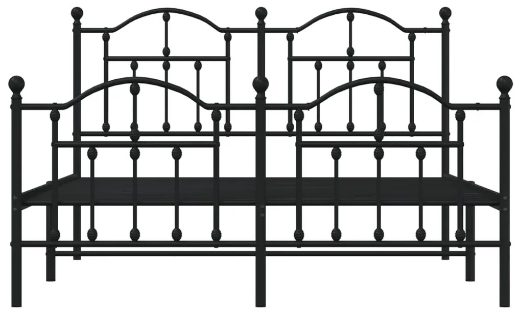 Πλαίσιο Κρεβατιού με Κεφαλάρι&amp;Ποδαρικό Μαύρο 140x190εκ. Μέταλλο - Μαύρο