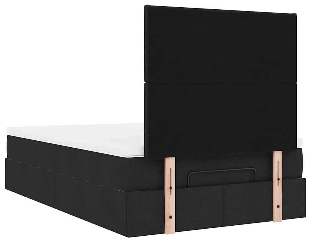 Οθωμανικό κρεβάτι με στρώμα &amp; LEDs Μαύρο 120x200 cm Ύφασμα 3313915