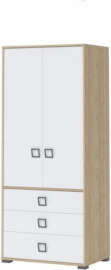 Γκαρνταρόμπα δίφυλλη Riddle 2D3S-Δρυς-Λευκό