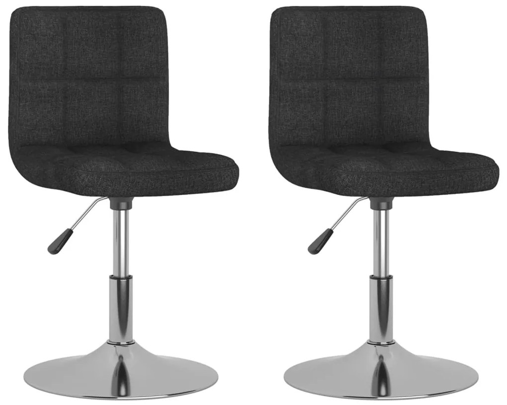 vidaXL Καρέκλες Τραπεζαρίας Περιστρεφόμενες 2 τεμ. Μαύρες Υφασμάτινες