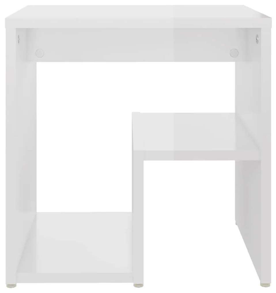vidaXL Κομοδίνα 2 τεμ. Γυαλιστερό Λευκό 40x30x40 εκ. από Επεξ. Ξύλο
