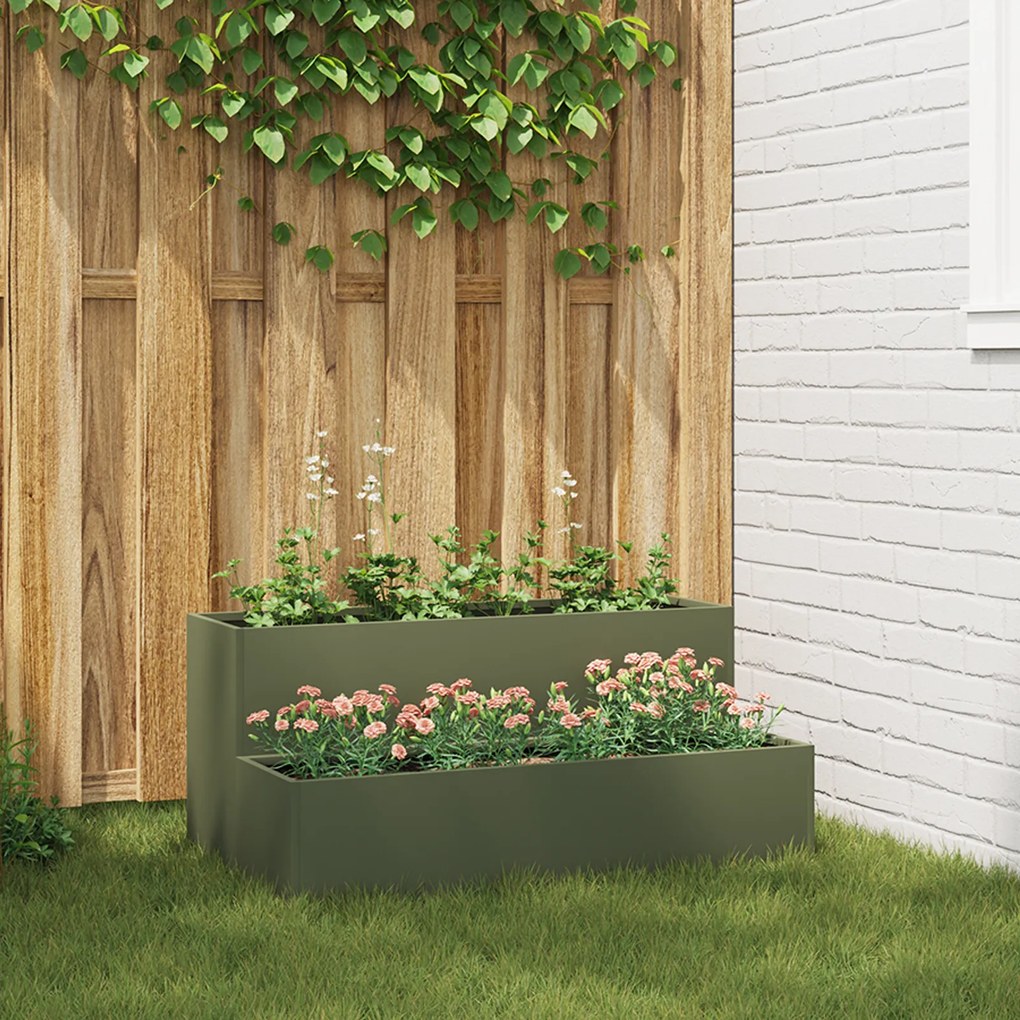vidaXL Κήπος Γλάστρα 2ης Τάξης 100 x 60 x 45 εκ. Ελιά Πράσινο Ατσάλι