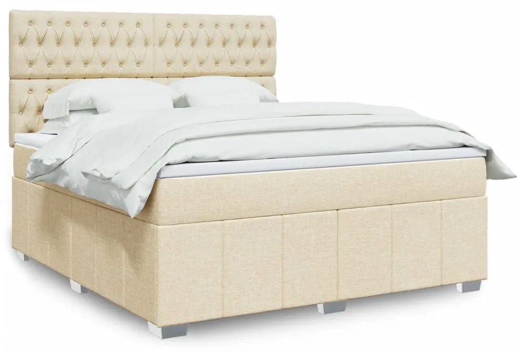 ΚΡΕΒΑΤΙ BOXSPRING ΜΕ ΣΤΡΩΜΑ ΚΡΕΜ 180X200 ΕΚ. ΥΦΑΣΜΑΤΙΝΟ 3291759