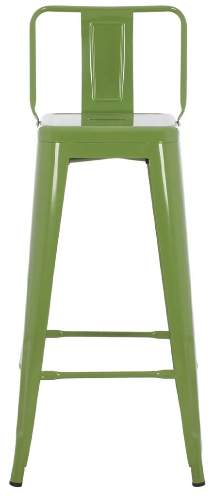 Σκαμπό Bar Μεταλλικό Melita Με Πλάτη Σε Light Olive Green 43x43x100εκ.