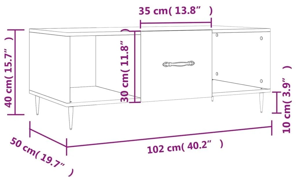 Τραπεζάκι Σαλονιού Γκρι Σκυρ. 102x50x40 εκ. Επεξεργασμένο Ξύλο - Γκρι