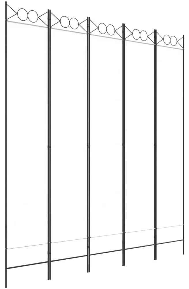 Διαχωριστικό Δωματίου με 5 Πάνελ Λευκό 200x220 εκ. από Ύφασμα - Λευκό