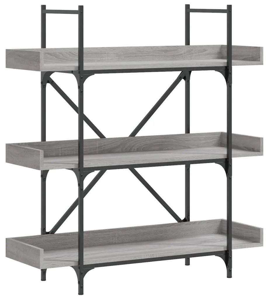 vidaXL Βιβλιοθήκη 3 Επιπέδων Γκρι Sonoma 100x33x108,5εκ. Επεξεργ. Ξύλο
