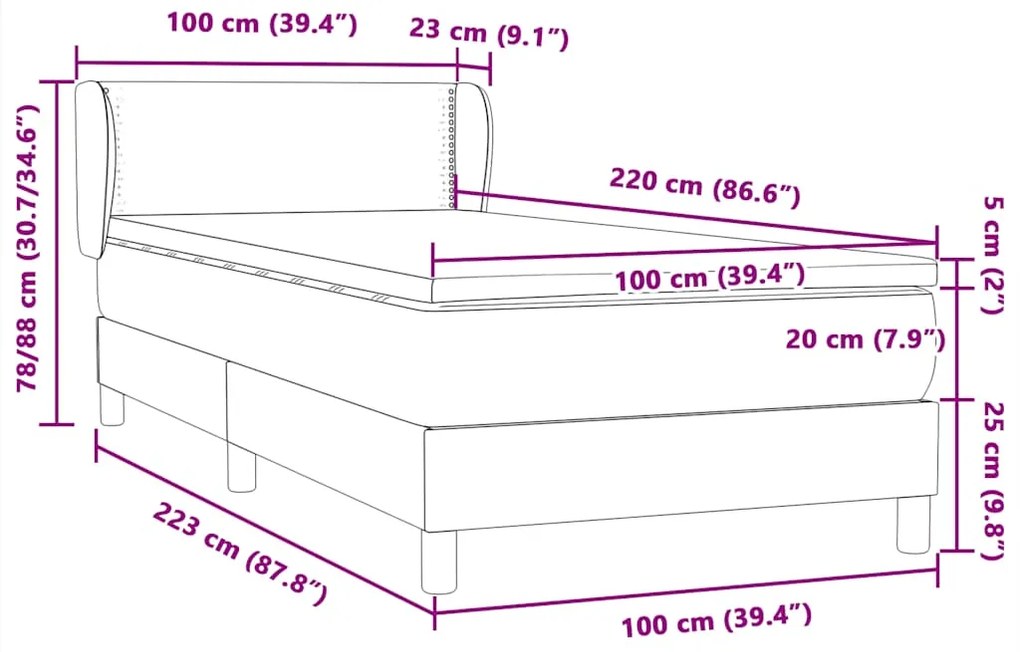 BOX SPRING ΚΡΕΒΑΤΙ ΜΕ ΣΤΡΩΜΑ ΜΑΥΡΟ 100X220 ΕΚ. ΒΕΛΟΥΔΙΝΟ 3317477