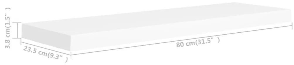 Ράφια Τοίχου 2 τεμ. Άσπρα 80x23,5x3,8 εκ. MDF - Λευκό