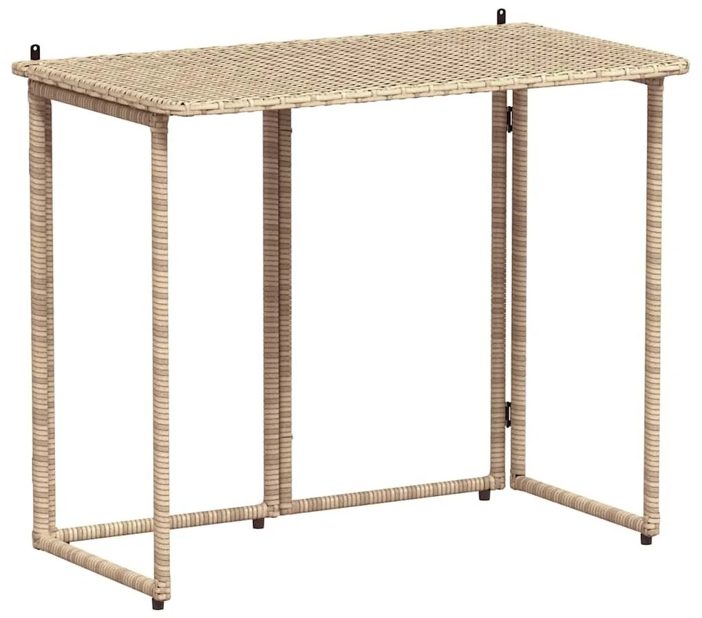 Πτυσσόμενο τραπέζι κήπου Μπεζ 90x51x75 cm Poly Rattan - Μπεζ