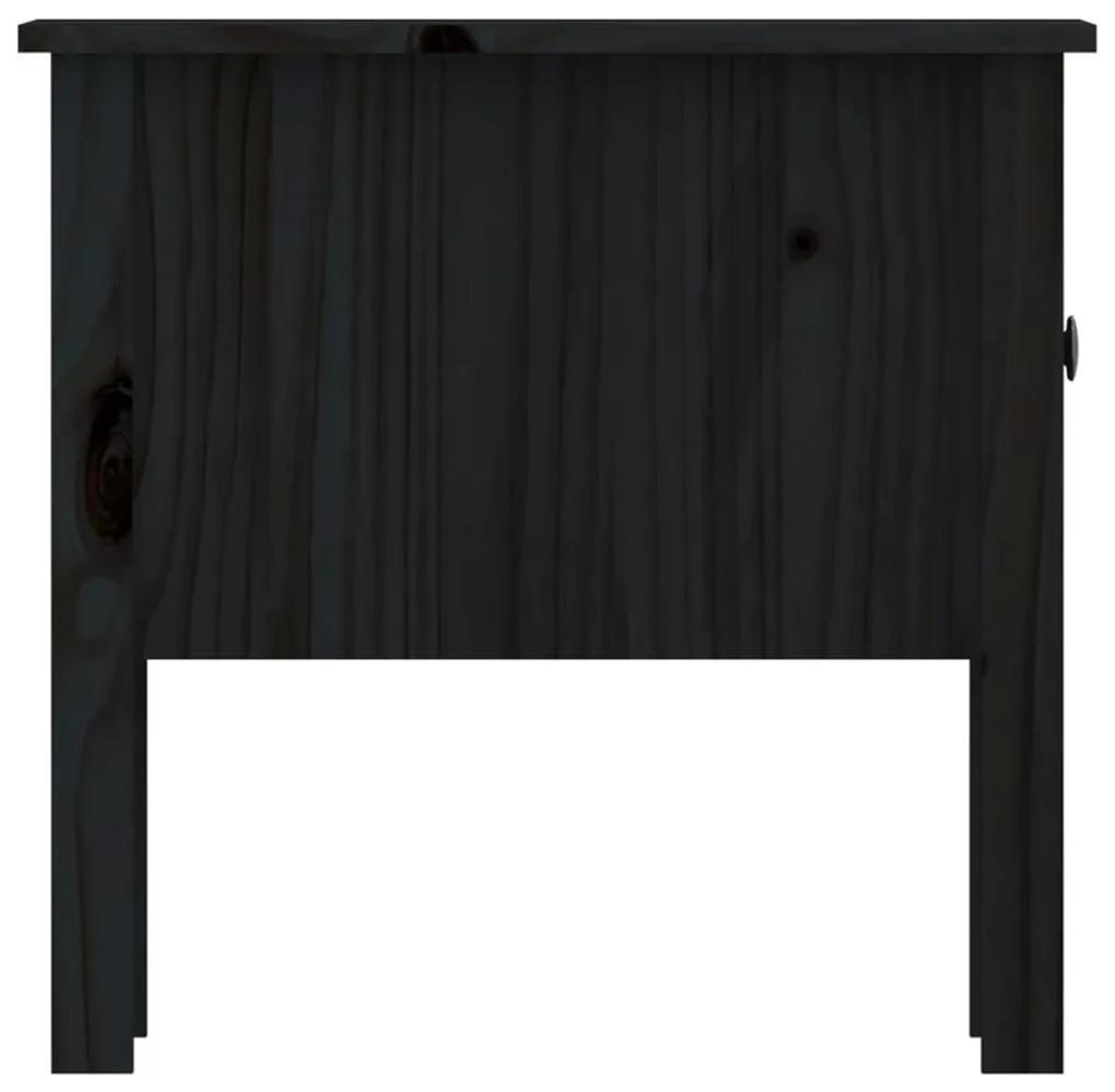 Βοηθητικά Τραπέζια 2 τεμ. Μαύρος 50x50x49 εκ. Μασίφ Ξύλο Πεύκου - Μαύρο