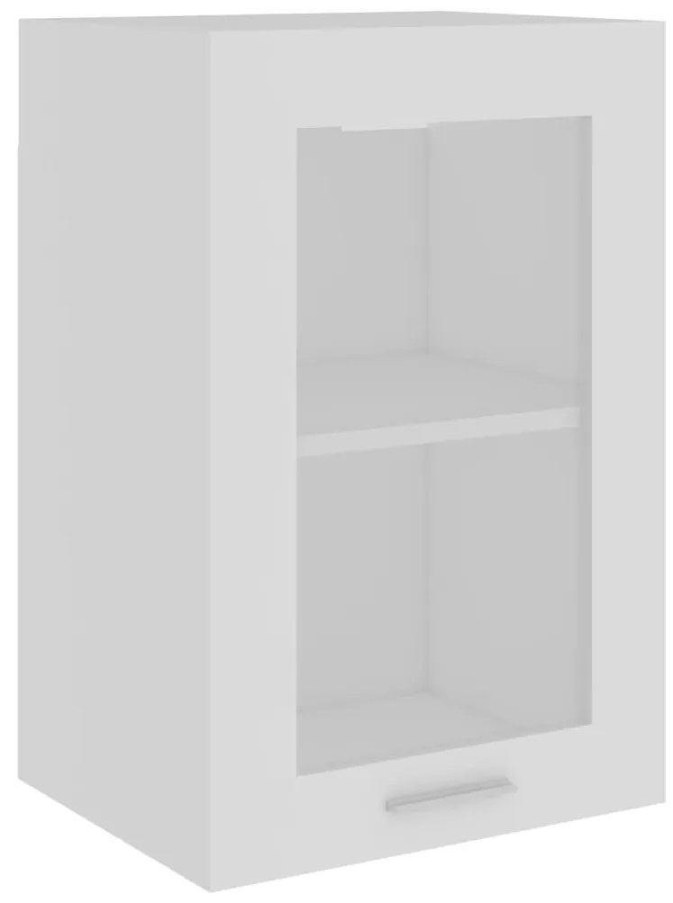 Ντουλάπι Κρεμαστό με Τζάμι Λευκό 40x31x60 εκ. από Επεξ. Ξύλο - Λευκό