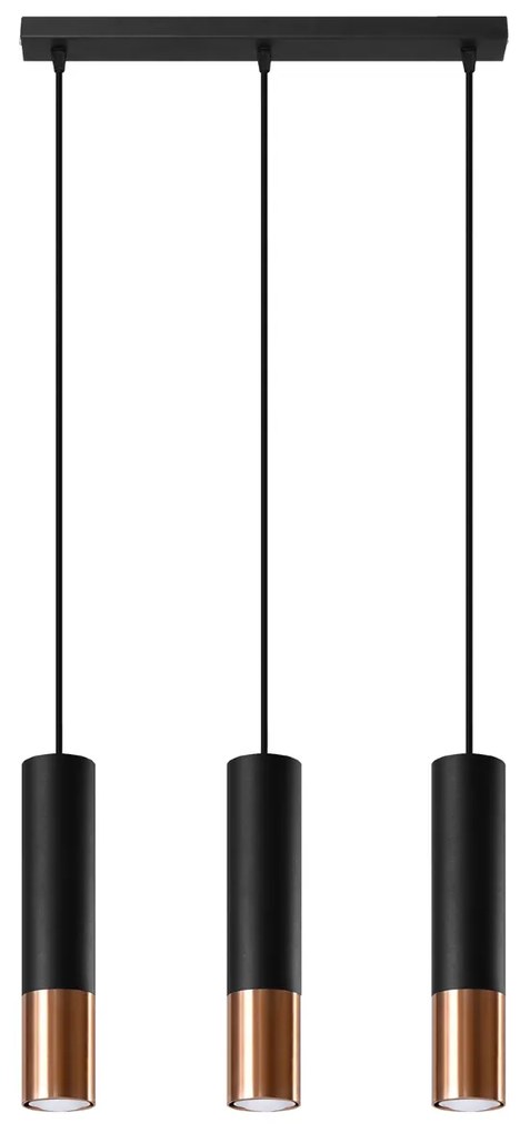 Sollux Κρεμαστό φωτιστικό Loopez 3,ατσάλι,3xGU10/40w,μαύρο,χαλκού