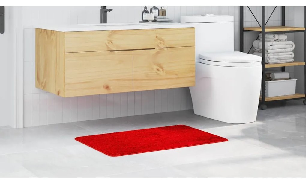 vidaXL Αντιολισθητικό μαξιλάρι μπάνιου Κόκκινο 60 x 90 cm PP