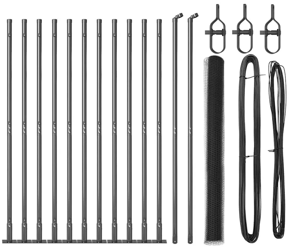 vidaXL Σετ Περίφραξης Γκρι 25 x 1.5 m (πλέγμα 13 mm)