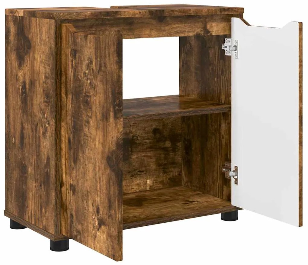 vidaXL Ντουλάπα νιπτήρα μπάνιου με ράφι Καπνιστό Δρύς 60 x 30 x 60 cm