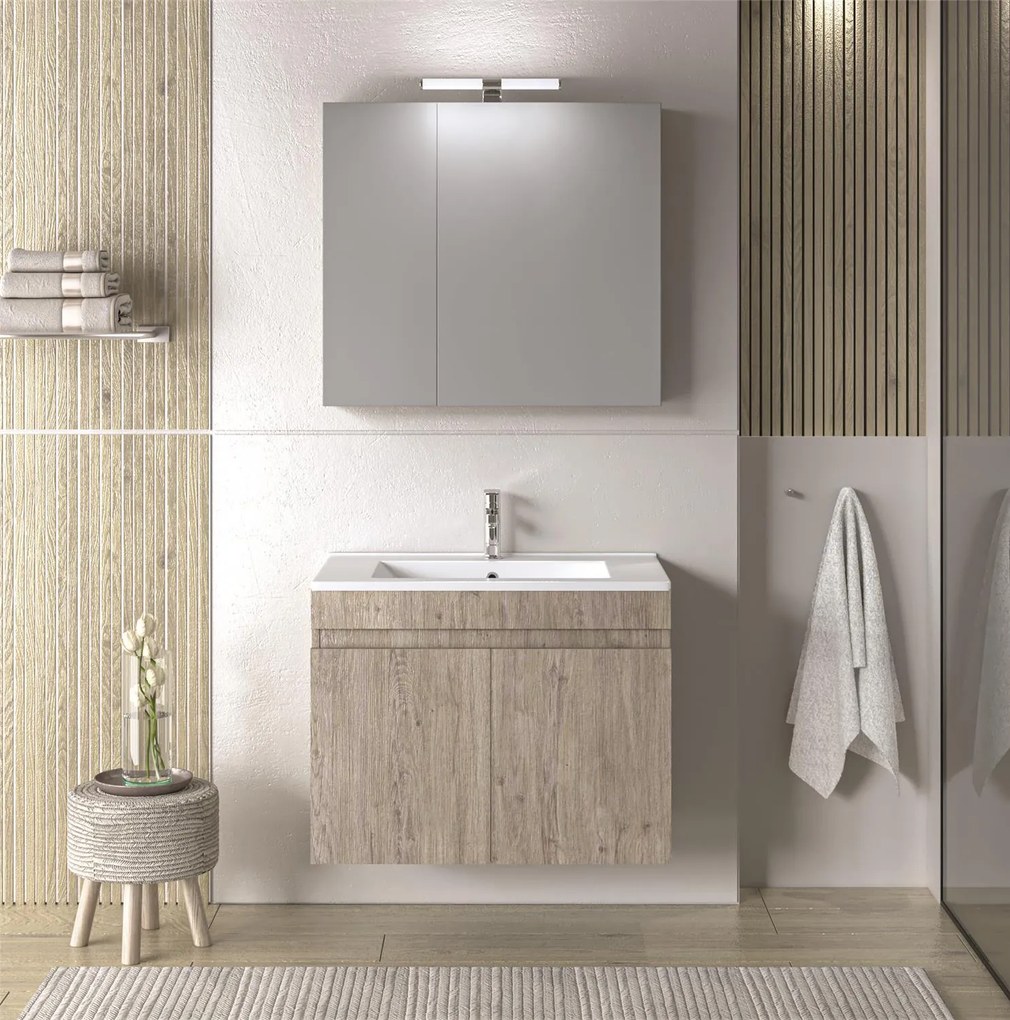 Σετ μπάνιου OMEGA 75 New Μπέζ δρύς 75x45.5x140 εκ.