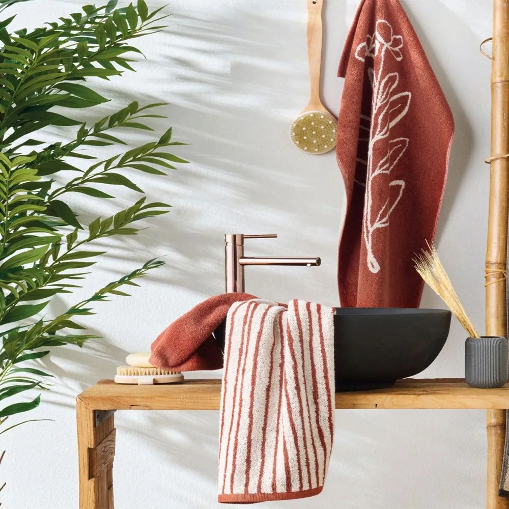 Πετσέτες Makena 06 (Σετ 2τμχ) Brown Kentia Towels Set 50x90cm 100% Βαμβάκι