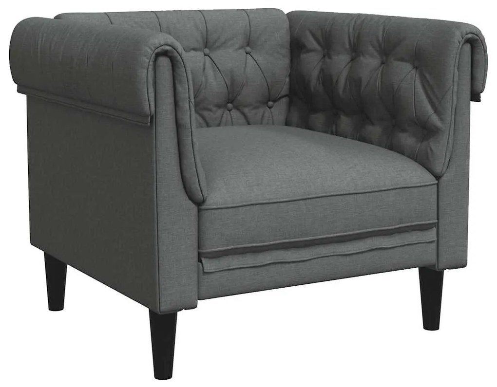 vidaXL Πολυθρόνα Chesterfield Σκούρο Γκρι Υφασμάτινη