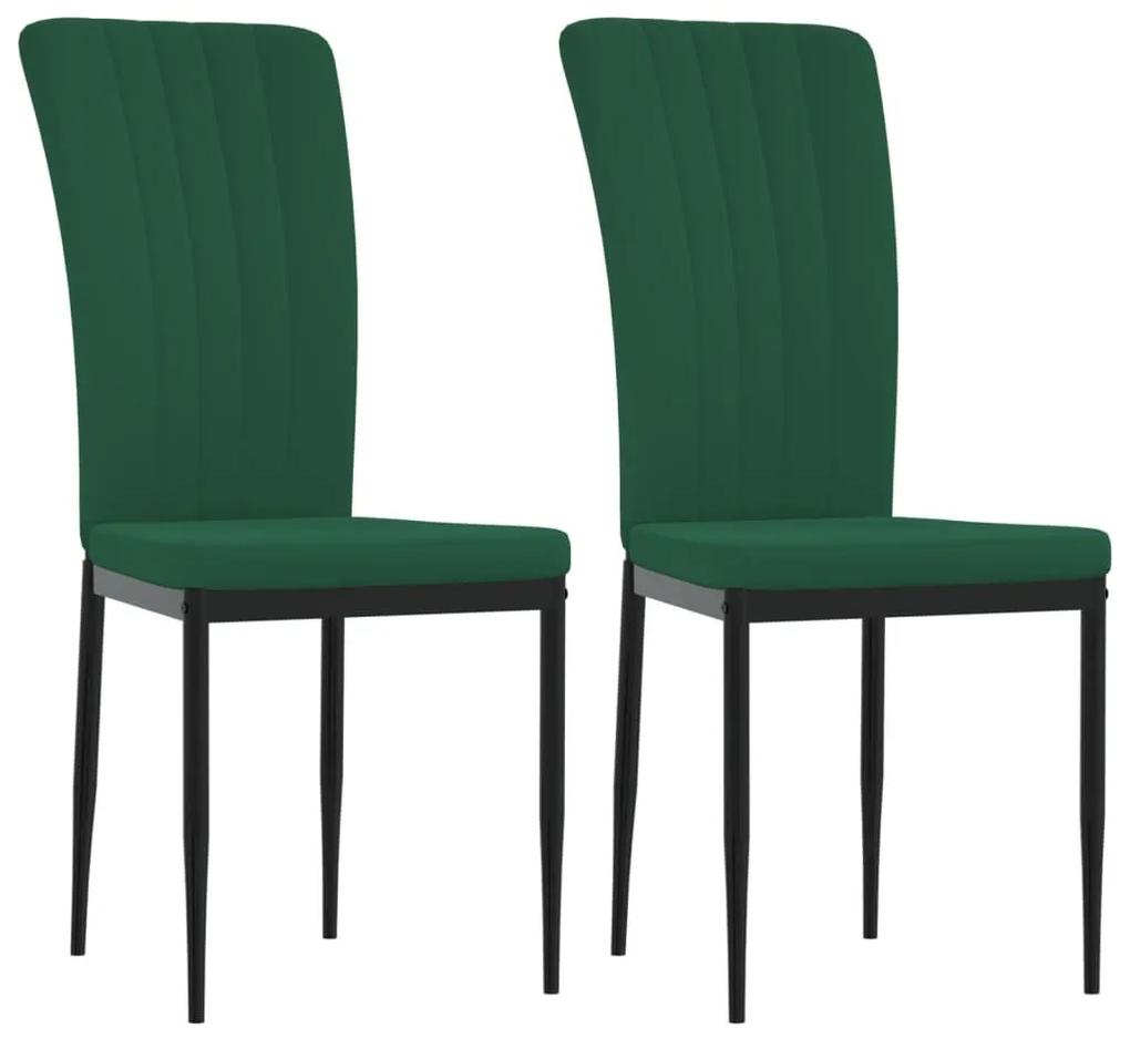 Καρέκλες Τραπεζαρίας 2 τεμ. Σκούρο Πράσινο Βελούδινες - Πράσινο