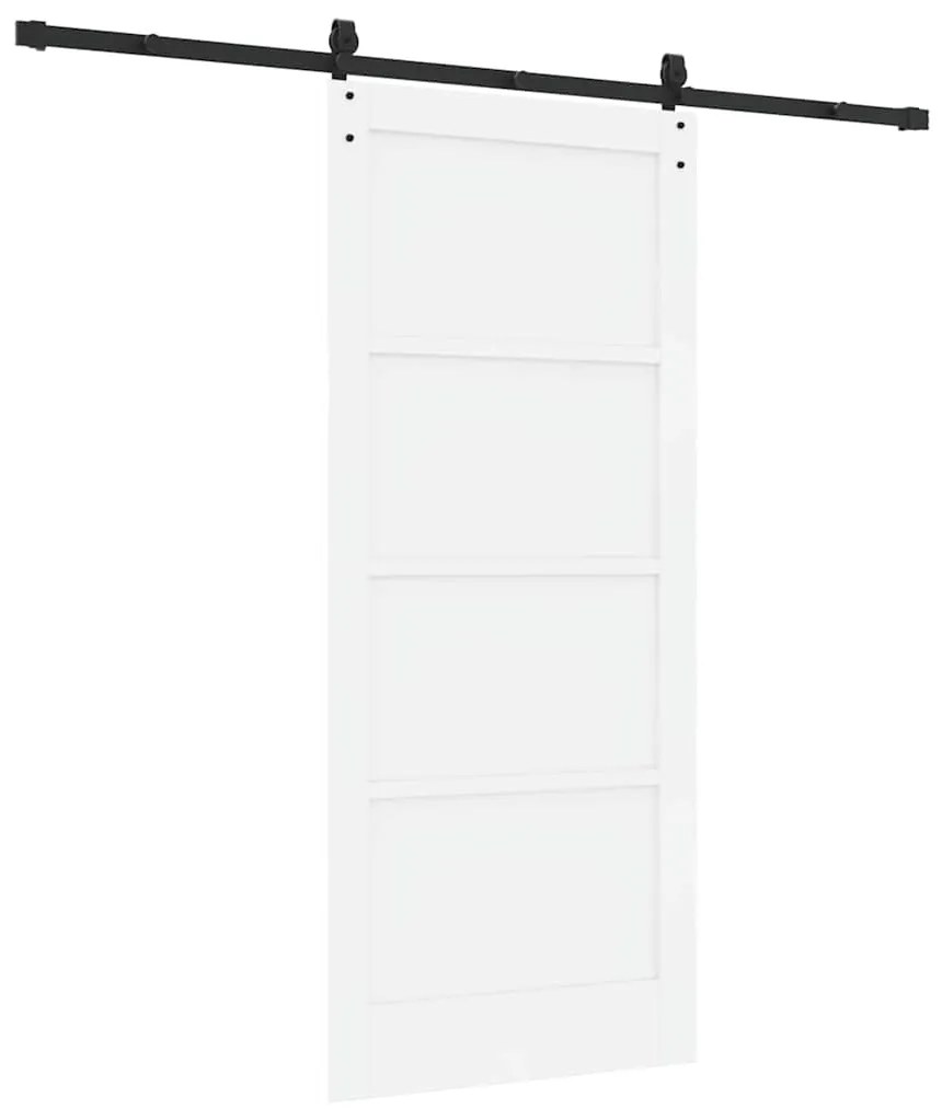 vidaXL Συρόμενη Πόρτα Λευκό 86 x 198.5 cm Μασίφ ξύλο πεύκου