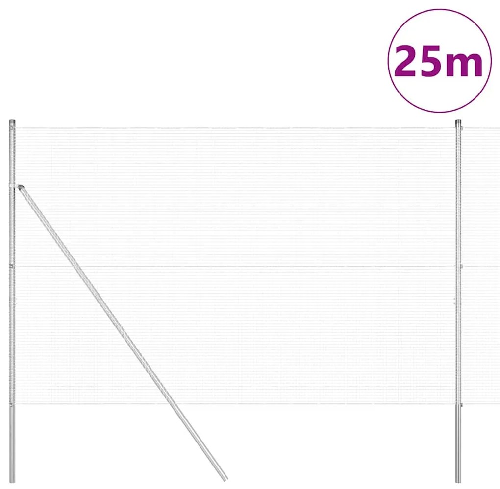 vidaXL Φράχτης με Στήλες. Ασημί 1.5 x 25 m Ατσάλι