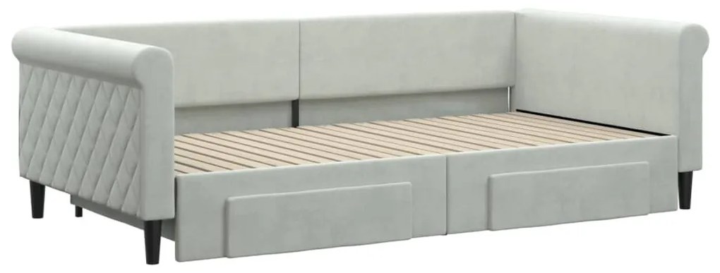 vidaXL Καναπές Κρεβάτι Συρόμενος Αν. Γκρι 100x200εκ Βελούδο &amp; Συρτάρια