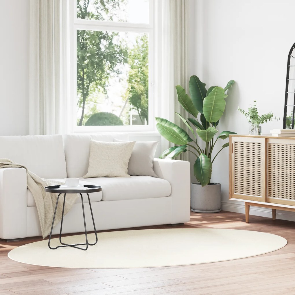 vidaXL Χαλί 'HUARTE' Κρεμ 160x230 εκ. Οβάλ