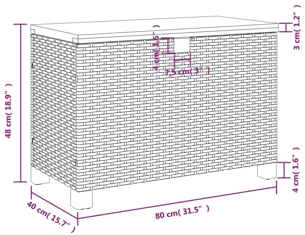 Κουτί Αποθ. Κήπου Μπεζ 80x40x48 εκ. Συνθ. Ρατάν/Μασίφ Ακακία - Μπεζ