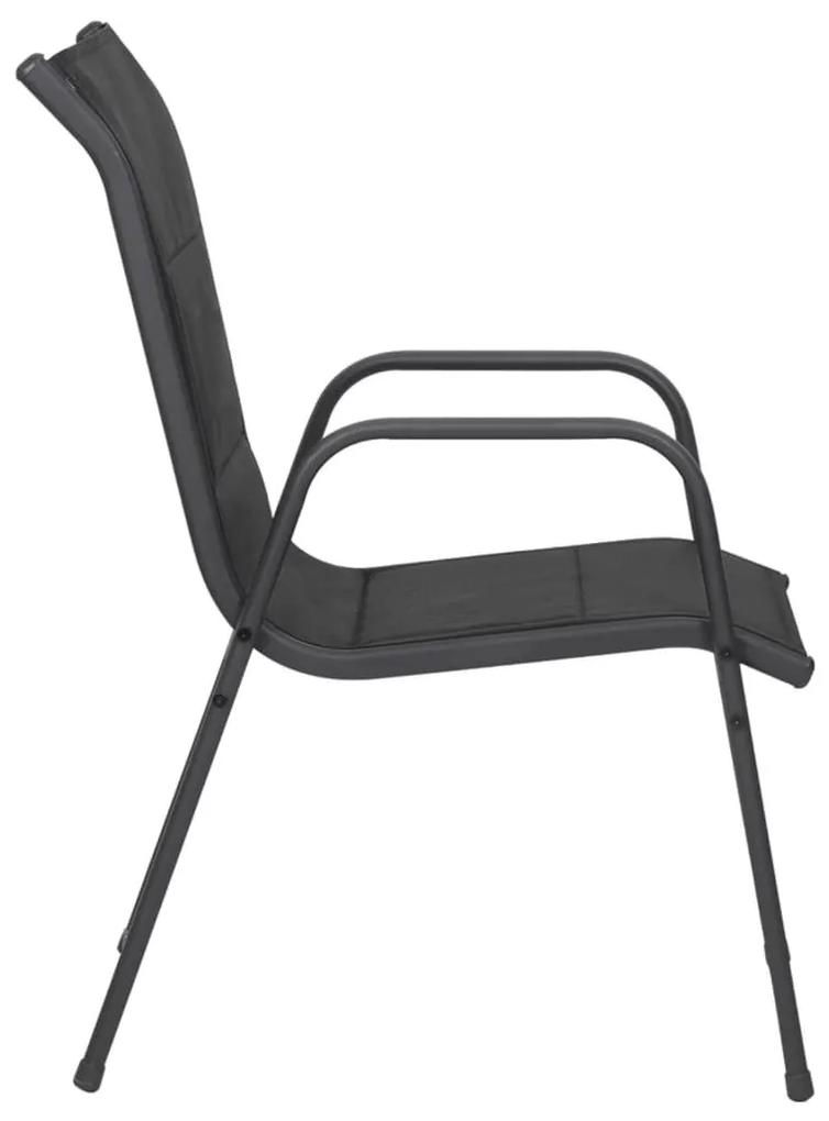 Καρέκλες Κήπου 4 τεμ. Μαύρες από Ατσάλι / Textilene - Μαύρο