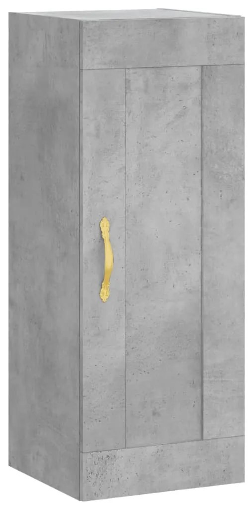vidaXL Ντουλάπι Τοίχου Γκρι Σκυροδέματος 34,5x34x90 εκ. Επεξεργ. Ξύλο