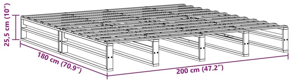 Σκελετός Κρεβατιού Χωρίς Στρώμα 180x200 εκ Μασίφ Ξύλο Πεύκου - Καφέ