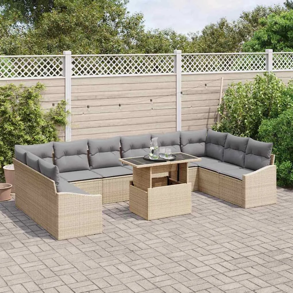 vidaXL Σετ Καναπέ Κήπου 11 pcs μπεζ και ανοιχτό γκρι 100 x 55 x 73 εκ