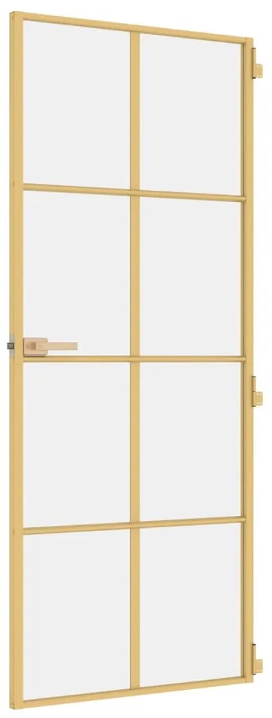 vidaXL Εσωτερική Πόρτα Χρυσή 83 x 201,5 εκ. Ψημένο Γυαλί & Αλουμίνιο