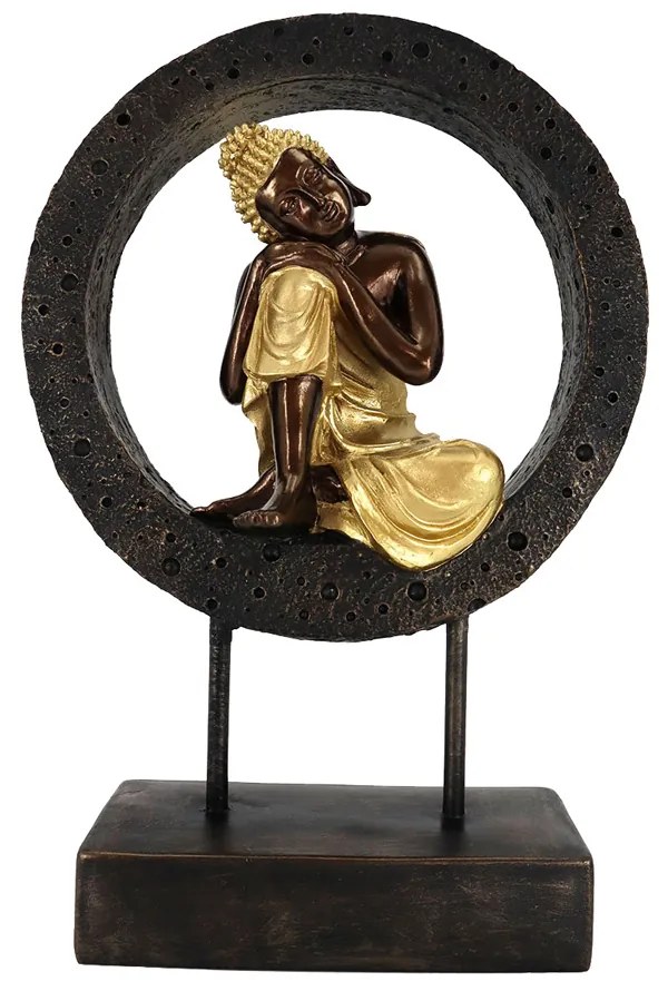 BUDDHA CIRCLE DECO TOTEM POLYRESIN ΜΑΥΡΟ ΧΡΥΣΟ 24x10,5xH34,5cm - 022297