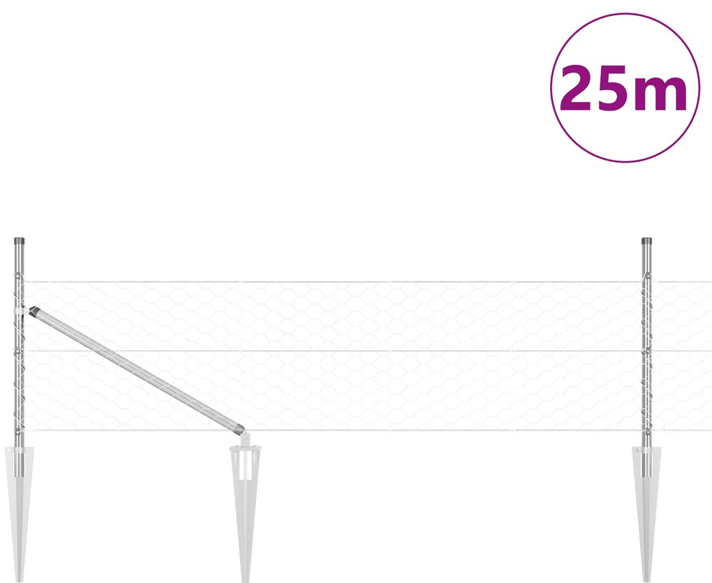 vidaXL Hexagon Fence 0.4x25 m Γαλβανισμένο Ατσάλι