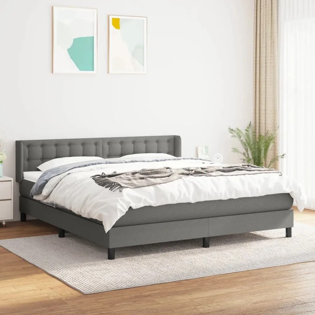 ΚΡΕΒΑΤΙ BOXSPRING ΜΕ ΣΤΡΩΜΑ ΣΚΟΥΡΟ ΓΚΡΙ 180X200 ΕΚ ΥΦΑΣΜΑΤΙΝ 3130050